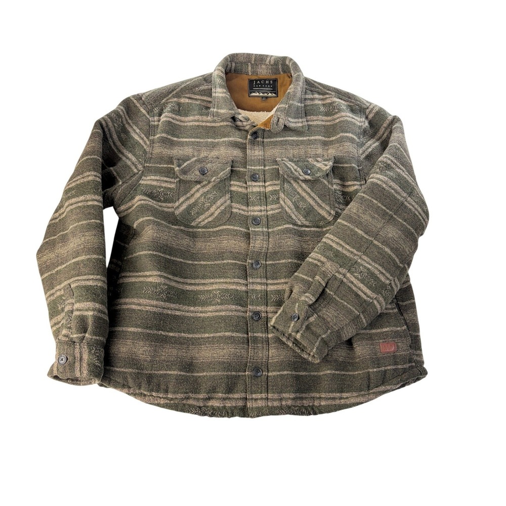 Jachs Shirt Jacket Mens XXL Premium Outdoor Sherpa Lined Heavyweight Wool Green